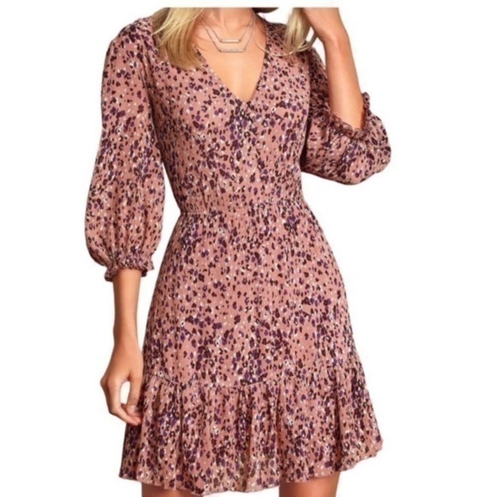 Lulus Parkside Mauve Multi-Print Mini Dress Women Size XS Pink/Purple